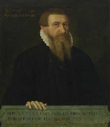 Bildnis eines 54-jährigen Mannes, Brustbild nach rechts, die rechte Hand auf eine Inschrifttafel geleft by 
																	Nicolas I Juvenel