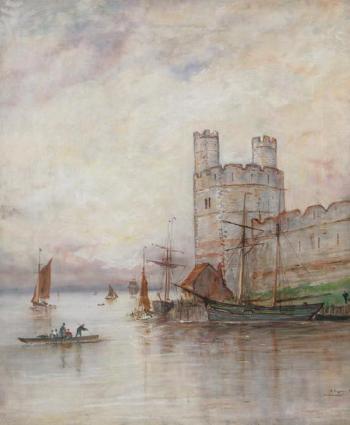 Castle harbor by 
																	Adolphe Ragon