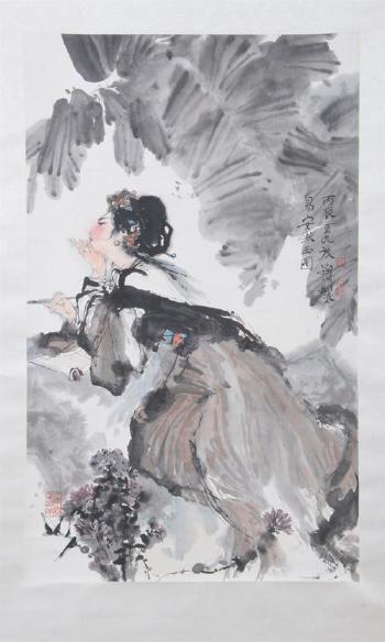 Woman writing by 
																	 Zhon Qon Fa