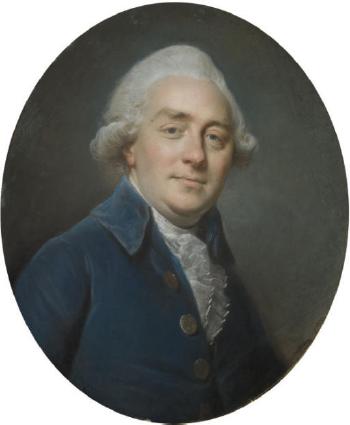 Portrait en buste de Simon-Jérôme Bourlet de Vauxcelles vêtu d'une veste bleue by 
																	Pierre Davesne