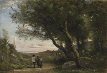 Deux bergers dans la forêt by 
																	Achille Oudinot