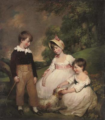 Group portrait of the Wallinger children, full-length by 
																	John James Halls