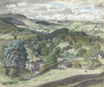 Wharfedale looking towards Grassington, Yorkshire by 
																			Stanley Roy Badmin