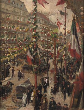 A festive day at Avenue de l'Opéra, Paris by 
																	Jacqueline Damours