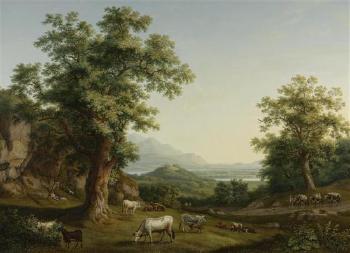 Blick auf das Volturnotal in Richtung Capua by 
																			Jacob Philippe Hackert