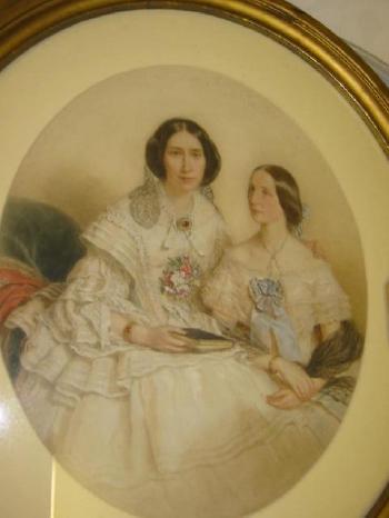 Portrait of a mother and daughter by 
																	Anton Hahnisch