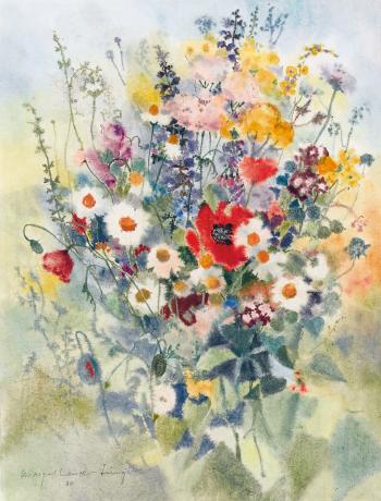 Sommerblumenbouquet mit Klatschmohn, Margeriten und Rapunzel by 
																	Margrit Lanoe-Jungi