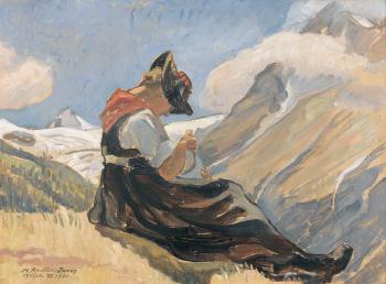 Walliser Bäuerin im Val d'Hérens. by 
																	Marguerite Junod