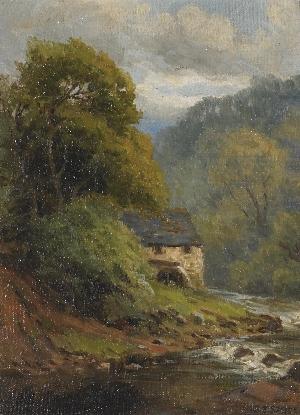 The old mill. Falls on the Machino & Pandy Mill, N. Wales by 
																			Gertrude Spurr Cutts