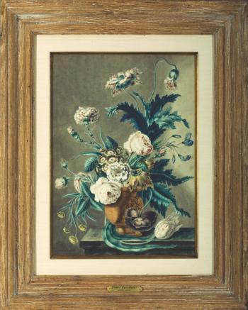 Pair of floral still-lifes, one with a butterfly by 
																	Evert van Aelst