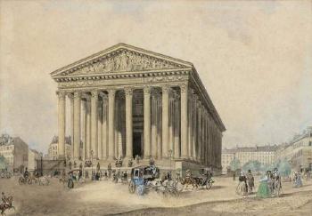 Vue animée de la place de la Madeleine à Paris by 
																	August Wynantsz