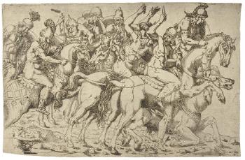 Cavalry Scene, from The Frieze of Sigismond (cf. Zerner 2-9) by 
																	Antonio Fantuzzi