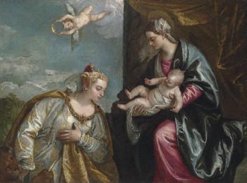 Allegory of the City of Venice adoring the Madonna and Child by 
																			Paolo Veronese