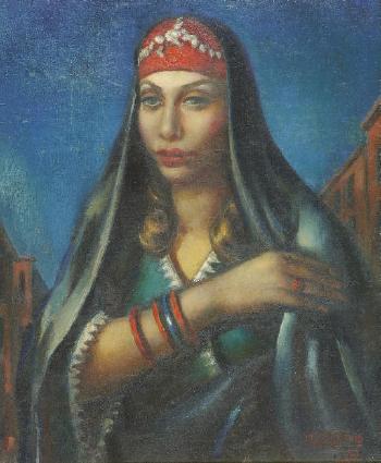 Girl with Red Headscarf by 
																	Mahmud Said