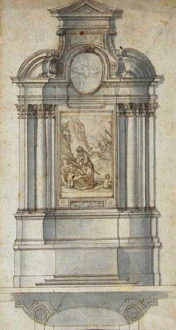 Architectural study for a baroque altarpiece by 
																	John Talman