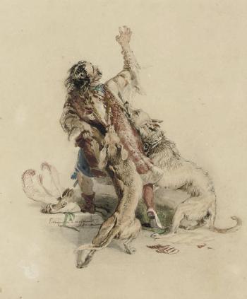 The Arrest of the False Herald, from Sir Walter Scott's 'Quentin Durward' by 
																	Edwin Henry Landseer