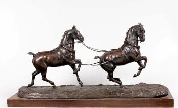 Tandem de chevaux Hackney by 
																	Georges Malissard