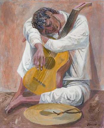 Seated man with a guitar by 
																	Anton Refregier