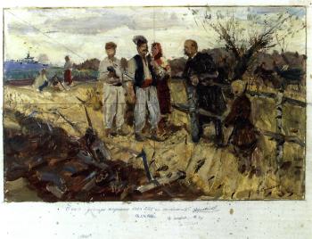 Lenin bei den Bauern auf dem Felde by 
																	B Canmarsko