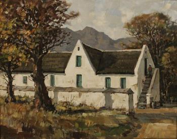 Farm house with figures by 
																	Donald James Madge