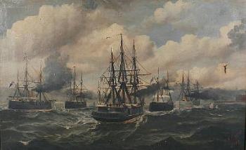 The British Fleet Steaming up the Dardenelles by 
																	Peter F Elcombe