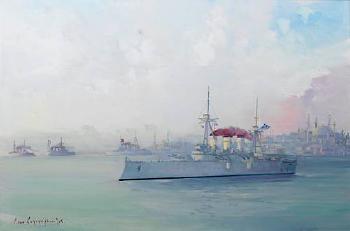 The Averof in Constantinople with allied fleet by 
																	Leon Kalogeropoulos