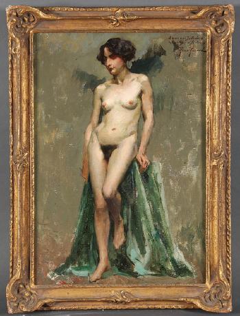 Standing female nude by 
																			Antonin Marius Auguste Roux-Renard