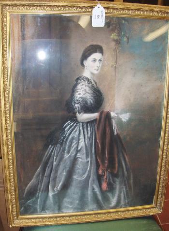 Portrait of Mrs. Davidson, full length and holding a fan by 
																	Elish Lamonte