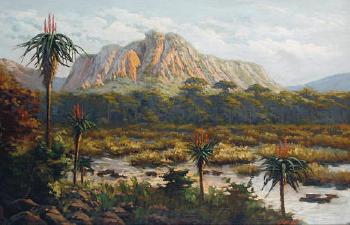An African landscape by 
																	Gino Fasciotti