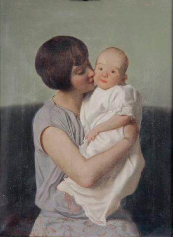Mother and child by 
																			Angelo Mambriani