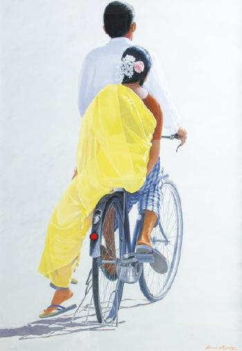 Sari jaune à Pondicherry by 
																	Arnaud d' Aunay