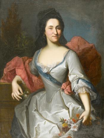 Bildnis einer Dame mit Blumenstrauss by 
																	Johann Rudolf Daelliker