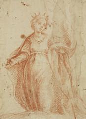 Figure féminine couronnée tenant en étendard by 
																	Giorgio Gandini del Grano