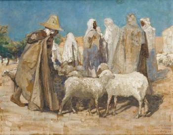 Marche aux moutons by 
																	Marcel Francois Rousseaux Virlogeux