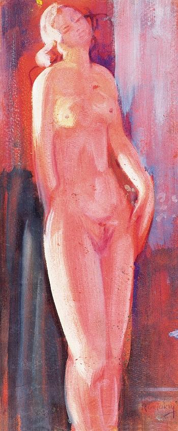 Female nude in red light by 
																	Gyorgy Ruzicskay