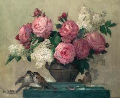 Vase de roses et de Lilas by 
																	Lucien Gilbert Darpy