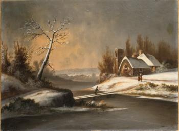 Promeneurs dans un paysage d'hiver by 
																	A Rueff