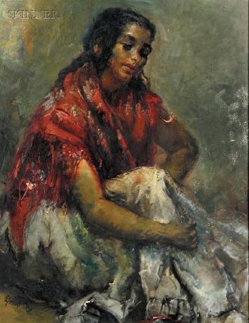 Seated woman by 
																	Gumersindo Sainz de Morales