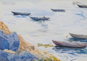 Boats at mooring by 
																	Frederic Crowninshield
