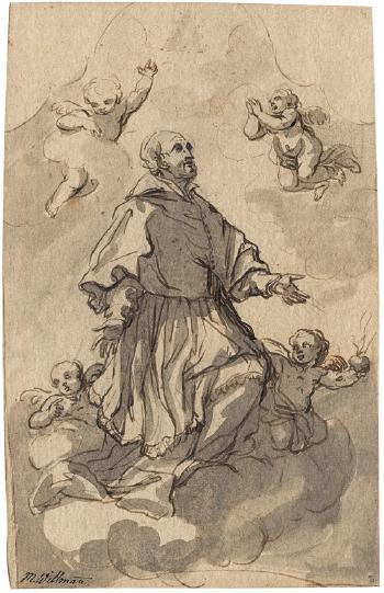 Ein heiliger auf einer Wolke schwebend (Entwurf zu einem Altargemalde) by 
																	Johann Jakob Eybelwieser