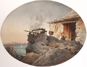 Hütte mit Blick in die Bucht von Neapel. by 
																	Giuseppe Aguiari