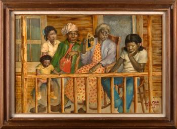 A family gathering on a New Orleans porch by 
																	Anton Zinski