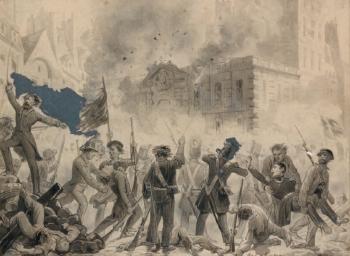Scène de barricades au Palais Royal, le 24 février 1848 by 
																	Guillaume-Alphonse Cabasson