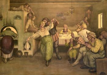 A Russian feast by 
																	Evgraf Gustavovich Teikh