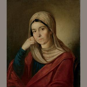 Portrait of a young woman by 
																	Alexandra Alekseevna Venetsianova