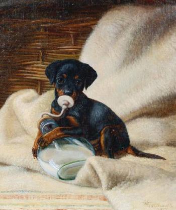 Tea time for the puppy by 
																	Edmund Caldwell