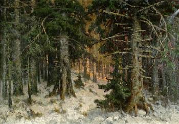 A pine forest in winter by 
																	Nikolai Nikolaevich Obolenskii