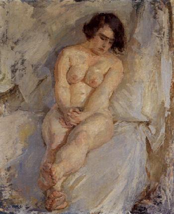 Seated Female Nude by 
																	Hanns Hubl