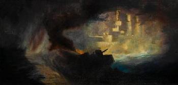 Battle scene at night by 
																	Frederick T Jane