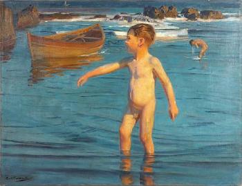 Young boy at the shore by 
																	Benito Rebolledo Correa
